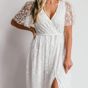 MARSEILLE WHITE EMBOSSED MAXI DRESS OR $130 credit